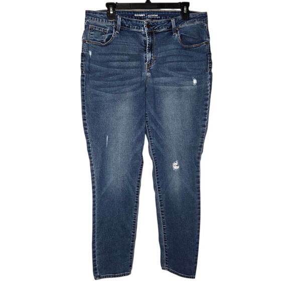 Old Navy Mid-Rise Distressed Rockstar Super Skinny Jeans Women's 16 - Picture 2 of 11